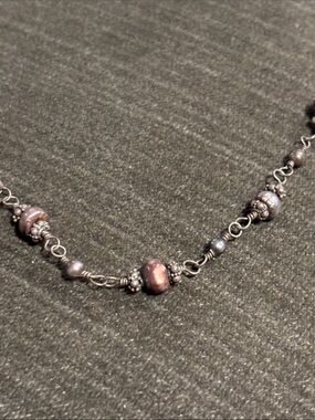 .925 Sterling Silver Black-Gray Pearl Fine Jewelry Necklace Women 16.5”